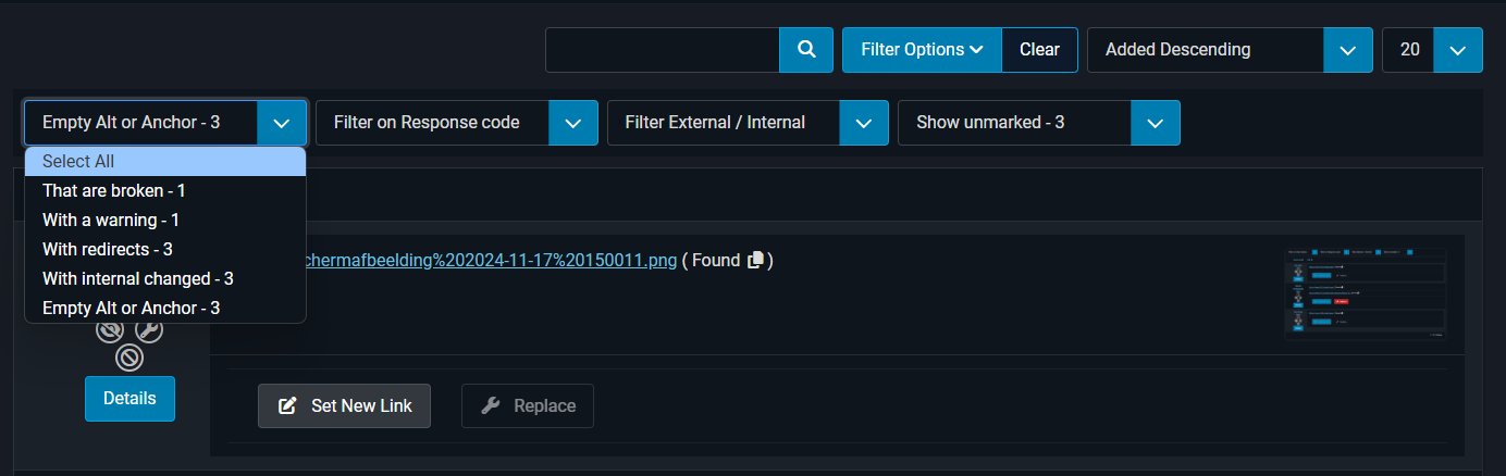 How to filter on empty ALT attributes