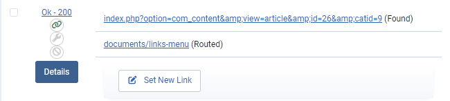 Example: Internal link with 200 (OK) response